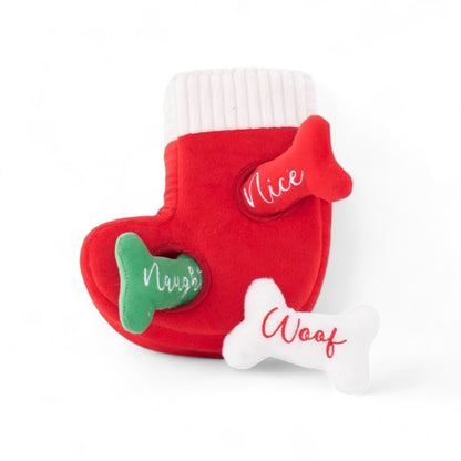 Naughty or Nice Christmas Stocking Zippy Burrow Dog Toy