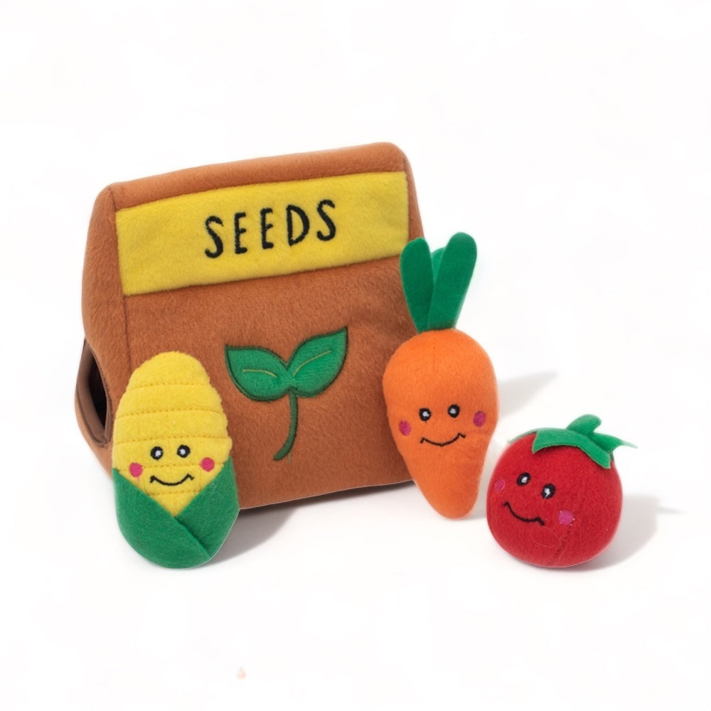 Seed Packet + 3 Veggies Interactive Burrow Dog Toy