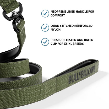 1.4m Swivel Combat Lead | Neoprene Lined, Secure Rated Clip with Soft Handle - Khaki