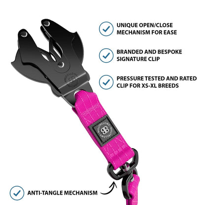 1.4m Swivel Combat Lead | Neoprene Lined, Secure Rated Clip with Soft Handle - Magentas