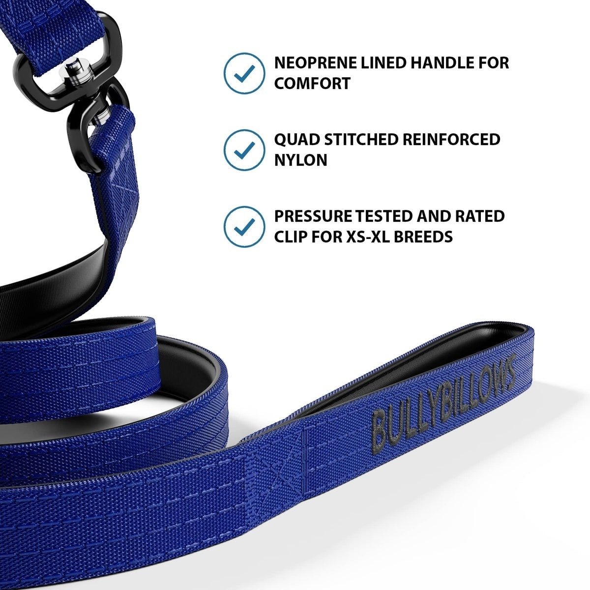 1.4m Swivel Combat Lead | Neoprene Lined, Secure Rated Clip with Soft Handle - Blue