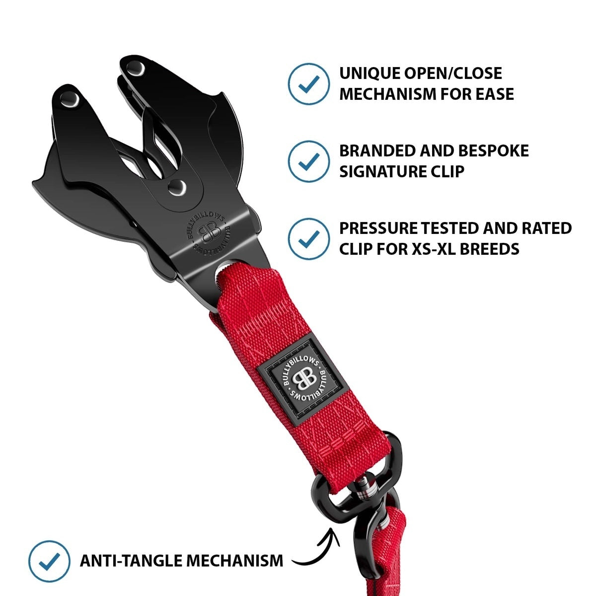 1.4m Swivel Combat Lead | Neoprene Lined, Secure Rated Clip with Soft Handle - Red