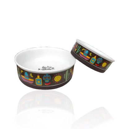 Mexican Skulls Designer Food + Water Dog Bowls