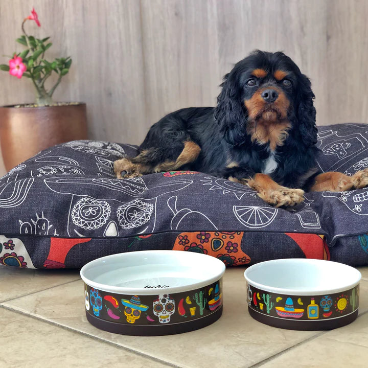 Mexican Skulls Designer Food + Water Dog Bowls - Harvey & Lola